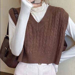 brown sweater vest!